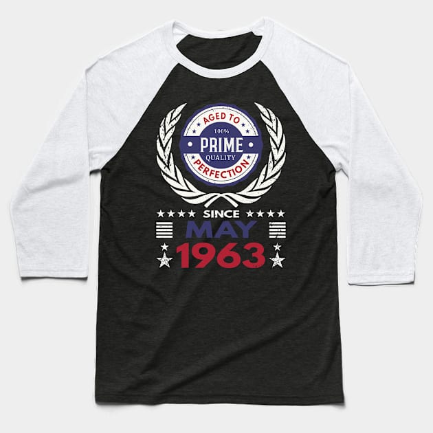 Birthday Design - Aged to Perfection Prime Quality - April 1963 Baseball T-Shirt by Moonsmile Products